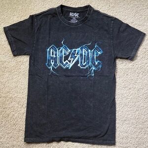 AC/DC | Acid wash Black Tee with Blue Logo | Medium